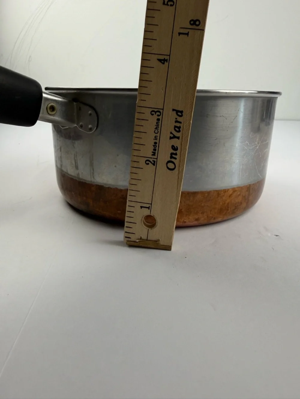 1801 Revere Ware 2 Qt Copper Bottom Pan Pot w/Lid Clinton IL USA Stainless